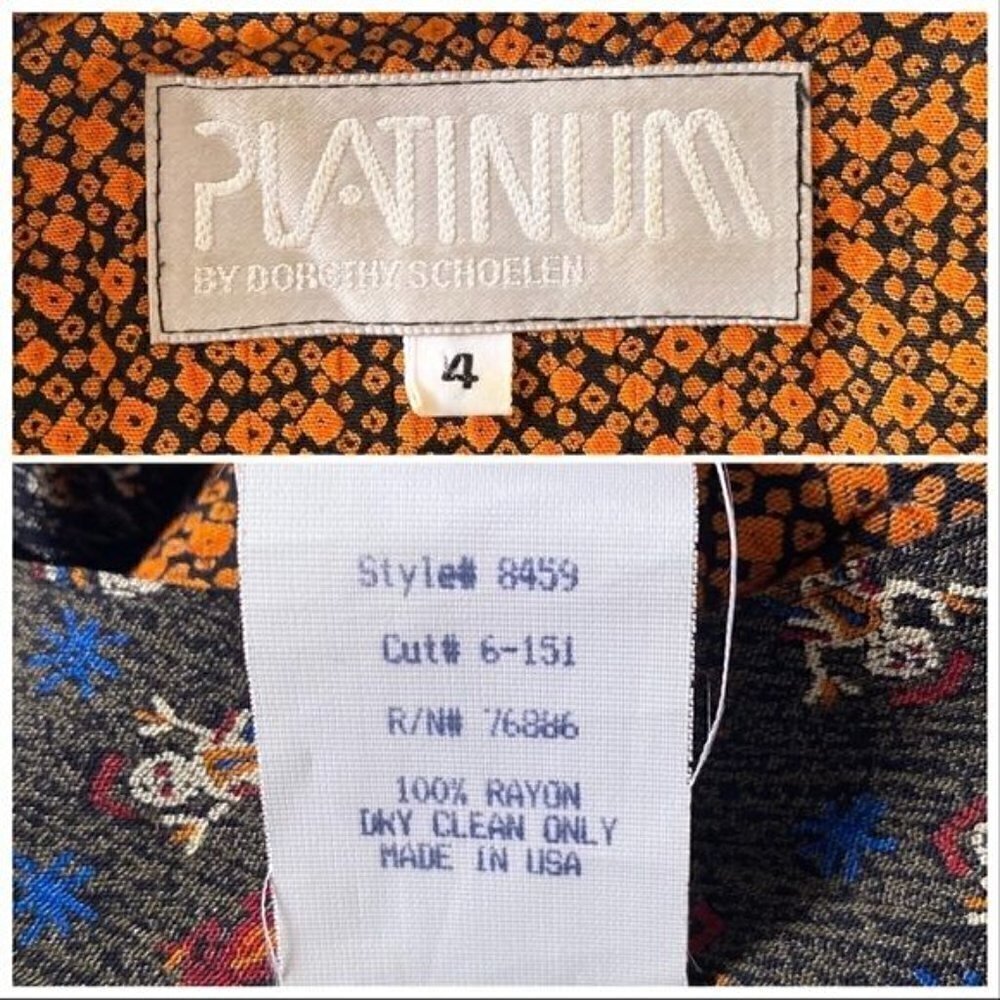 Vintage Platinum by Dorothy Schoelen Printed Jumpsuit, size 4 - Picture 4 of 14